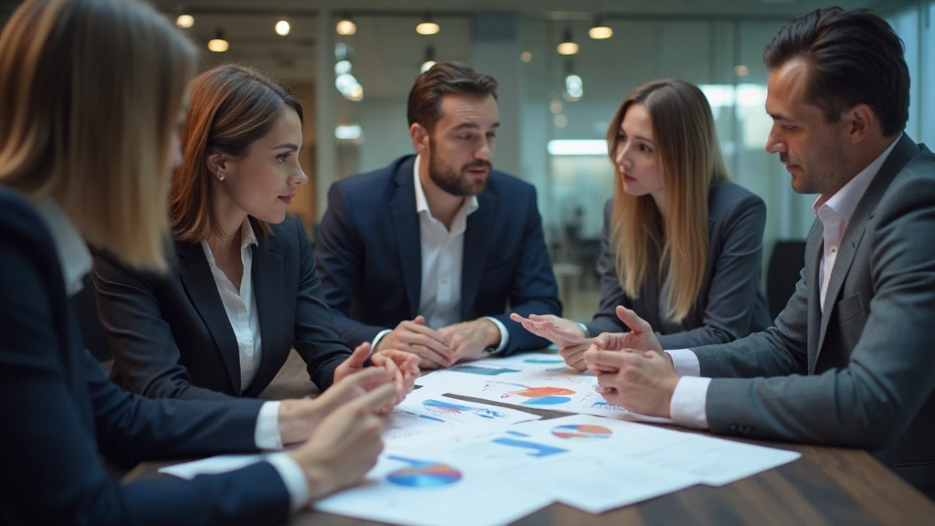 Команда аналитиков обсуждает данные на совещании в офисе